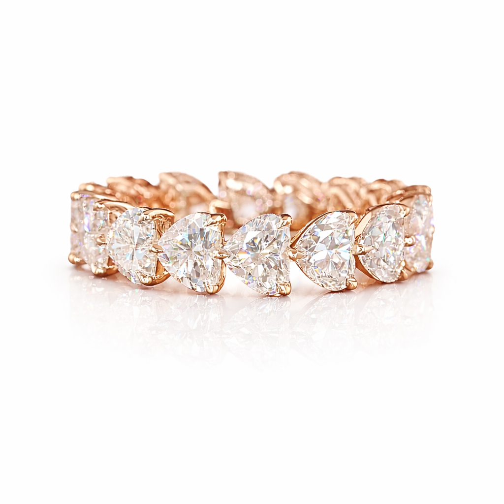 BELLA ETERNITE | 4.48 Ct Heart Shape Eternity Band in 14K ROSE GOLD - Lab Grown Diamond