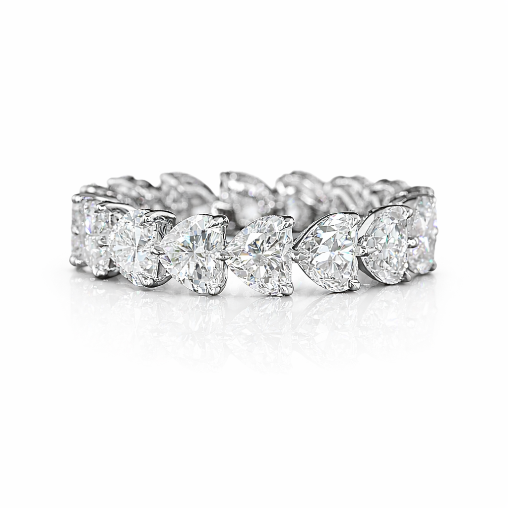 bella eternite | 4.48 ct heart shape eternity band in 14k white gold - lab grown diamond