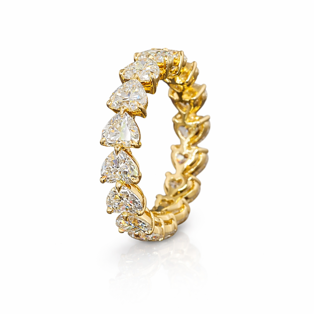 bella eternite | 4.48 ct heart shape eternity band in 14k yellow gold - lab grown diamond
