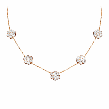 BLOOM | 4.98 Ct Round Diamond Station Necklace in 18K Rose Gold