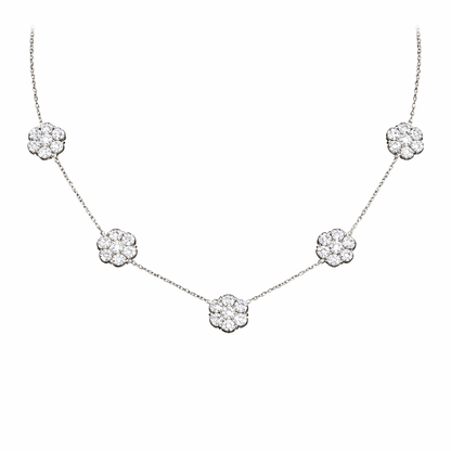 BLOOM | 4.98 Ct Round Diamond Station Necklace in 18K White Gold
