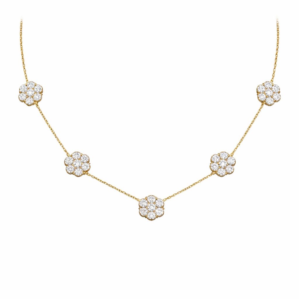 bloom | 4.98 ct round diamond station necklace in 18k yellow gold