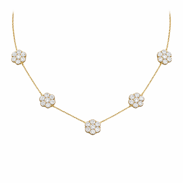 BLOOM | 4.98 Ct Round Diamond Station Necklace in 18K Yellow Gold