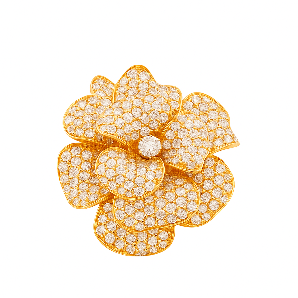 ebon fleur flower ring | total 6.04ct natural | 18k rose gold