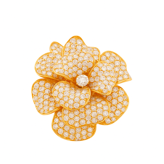 Ebon Fleur flower Ring | Total 6.04CT Natural | 18K Rose Gold