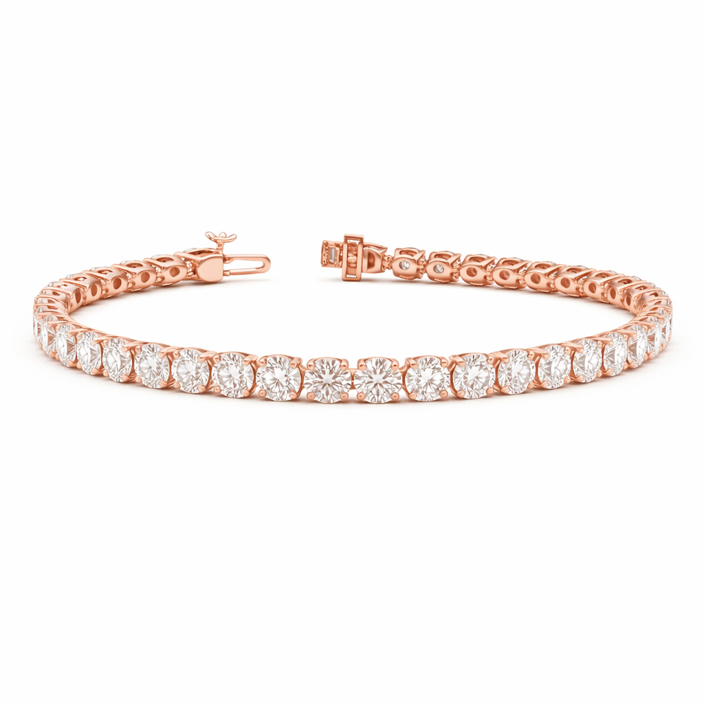 CALLIOPE | 11.98 Ct Round Diamond Tennis Bracelet in 14K Rose Gold