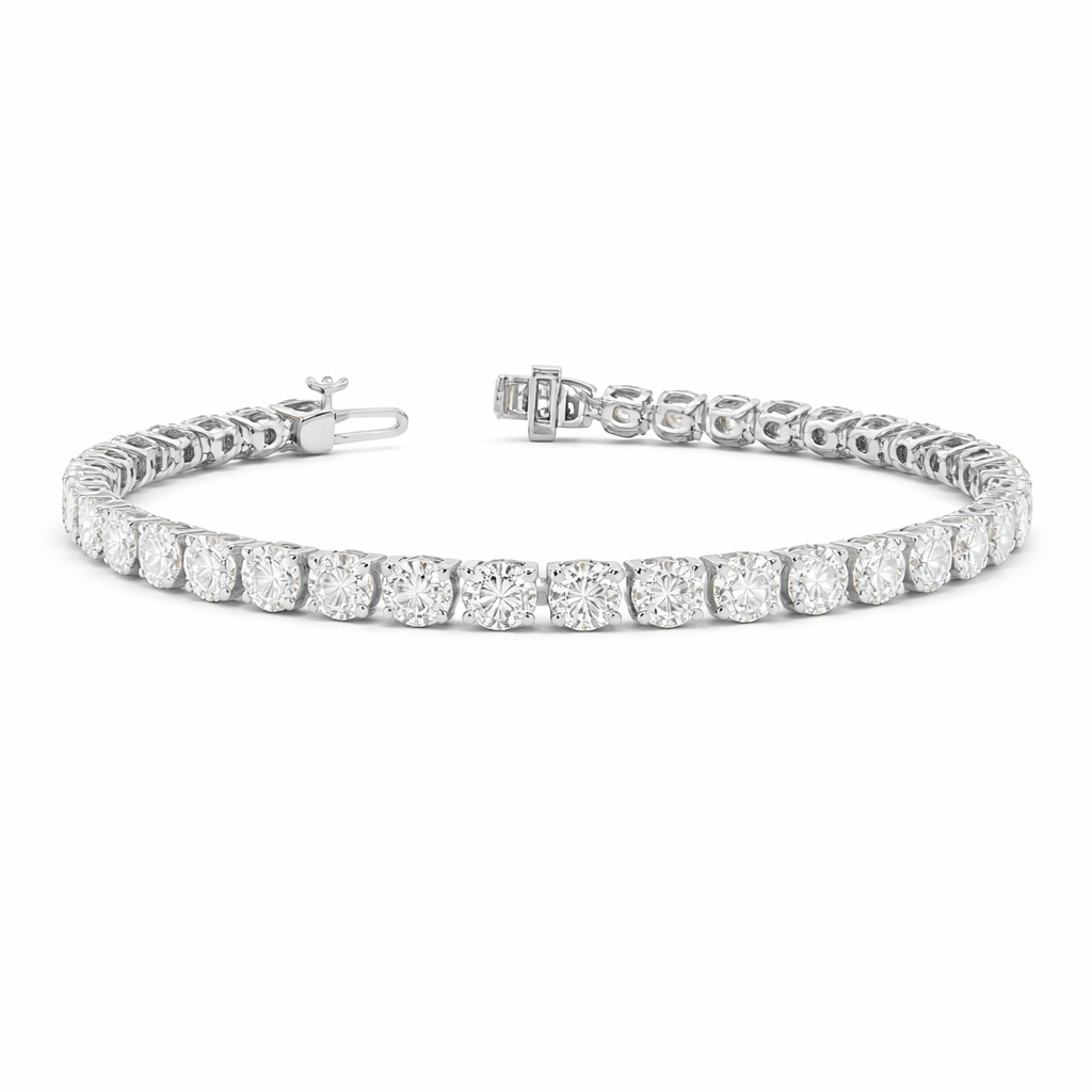 CALLIOPE | 11.98 Ct Round Diamond Tennis Bracelet in 14K White Gold