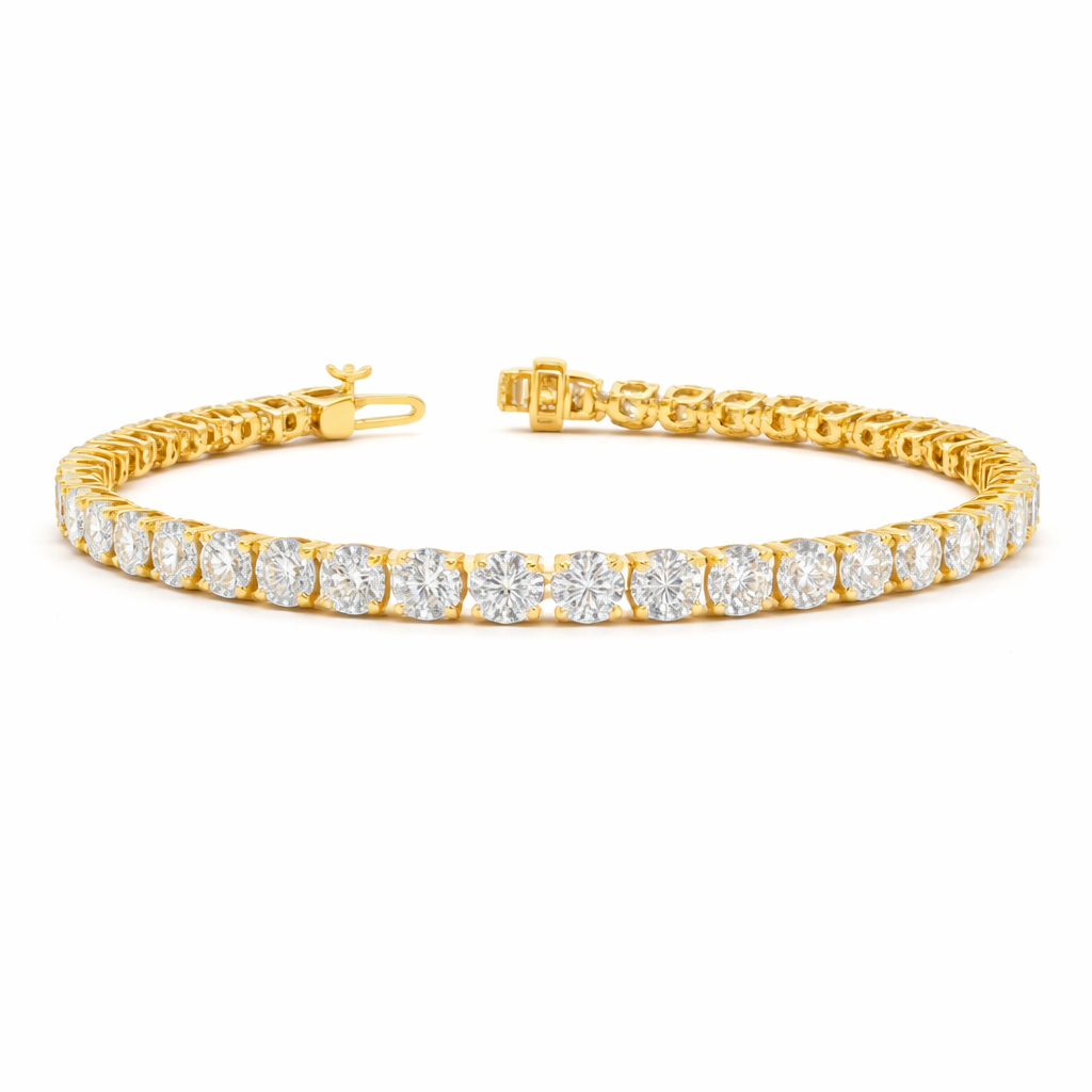 CALLIOPE | 11.98 Ct Round Diamond Tennis Bracelet in 14K Yellow Gold