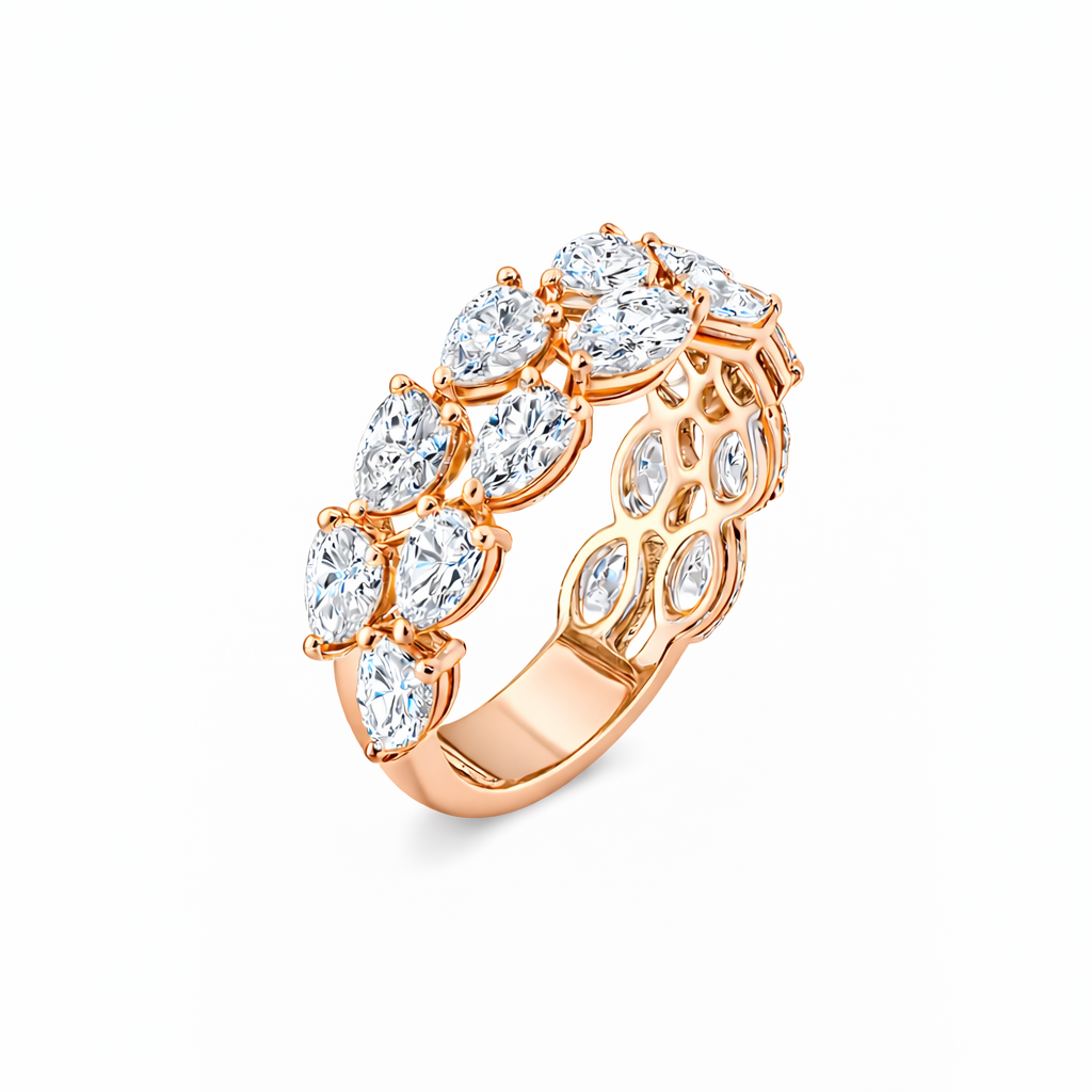 cassia | 1.67 ct pear half eternity band ring in 14k rose gold - lab grown diamond
