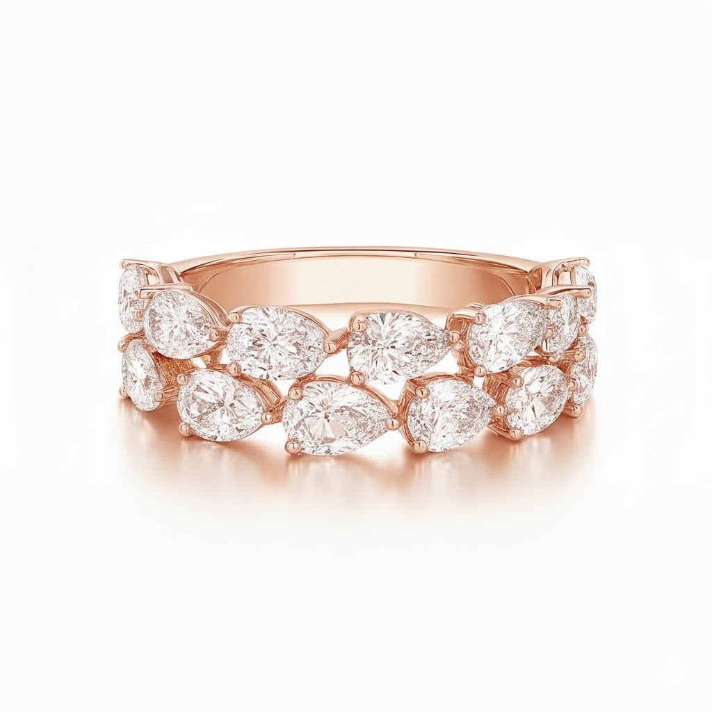 CASSIA | 1.67 Ct Pear Half Eternity Band Ring in 14K Rose Gold - Lab Grown Diamond