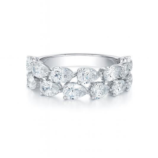 CASSIA | 1.67 Ct Pear Half Eternity Band Ring in 14K White Gold - Lab Grown Diamond