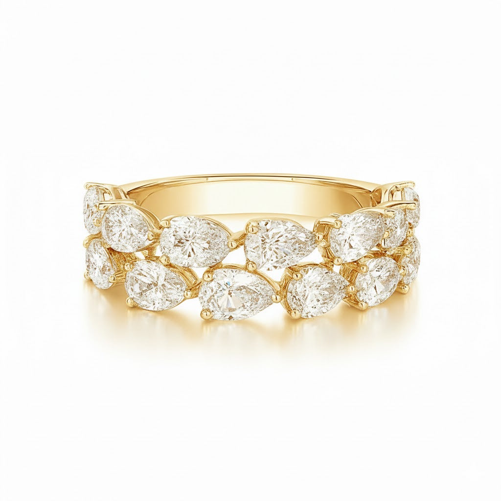 CASSIA | 1.67 Ct Pear Half Eternity Band Ring in 14K Yellow Gold - Lab Grown Diamond
