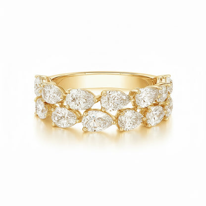 CASSIA | 1.67 Ct Pear Half Eternity Band Ring in 14K Yellow Gold - Lab Grown Diamond