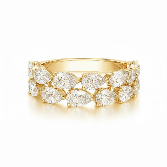 CASSIA | 1.67 Ct Pear Half Eternity Band Ring in 14K Yellow Gold - Lab Grown Diamond