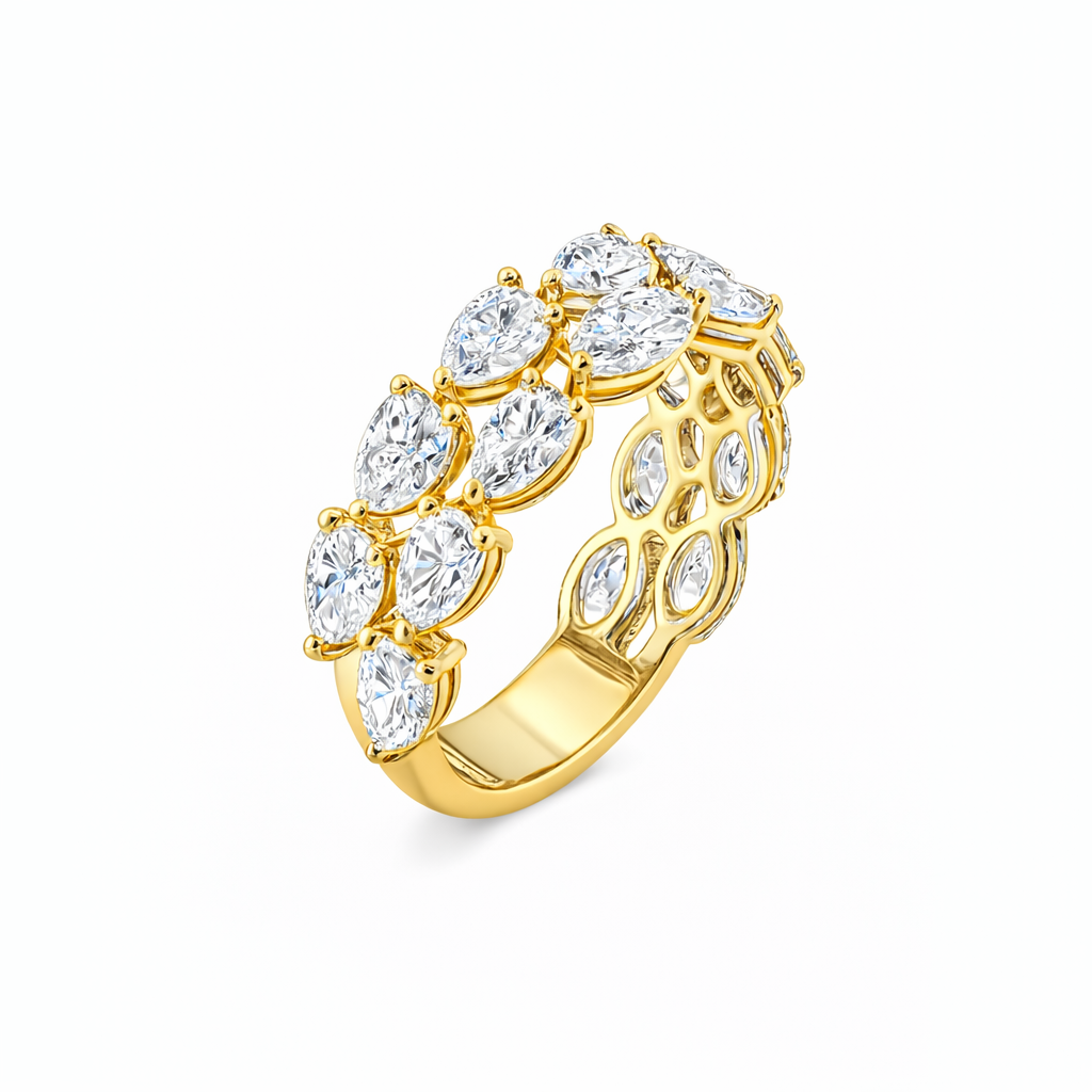 cassia | 1.67 ct pear half eternity band ring in 14k yellow gold - lab grown diamond
