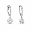 CELESTE | 2.53 Ct Round Diamond Drop Hoop Earrings 14K White