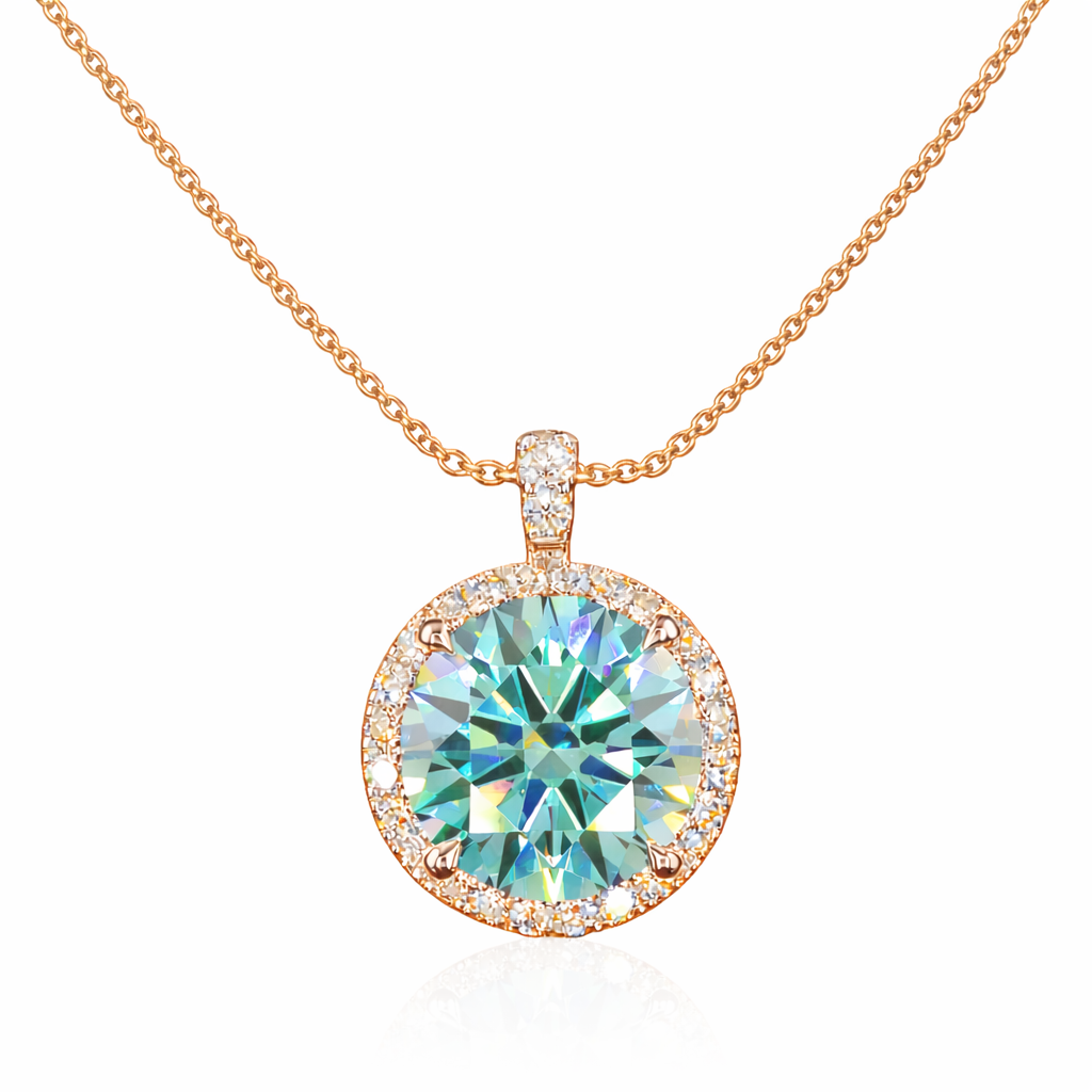 CELESTE AURA 3.39 Ct Round Halo Pendant 14K Rose Gold