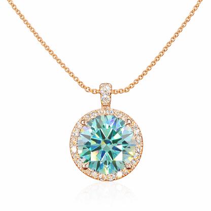 CELESTE AURA 3.39 Ct Round Halo Pendant 14K Rose Gold