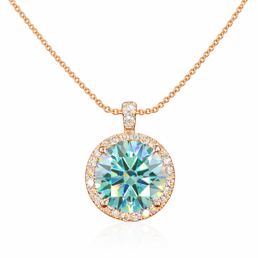 CELESTE AURA 3.39 Ct Round Halo Pendant 14K Rose Gold