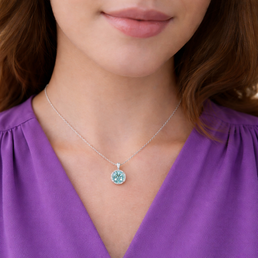 CELESTE AURA 3.39 Ct Round Halo Pendant 14K White Gold