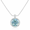 CELESTE AURA | 3.39 Ct Round Shape Halo Pendant in 14K WHITE GOLD - Lab Grown Diamond