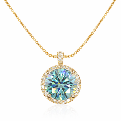 CELESTE AURA 3.39 Ct Round Halo Pendant 14K Yellow Gold
