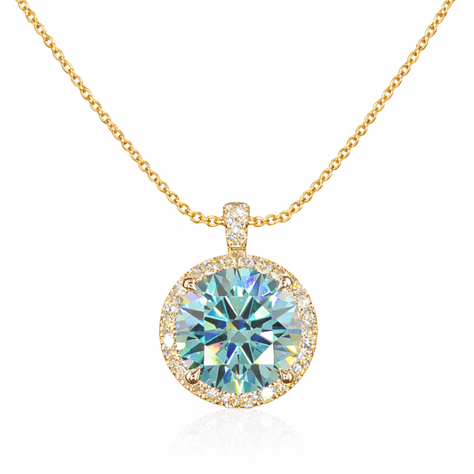 CELESTE AURA 3.39 Ct Round Halo Pendant 14K Yellow Gold