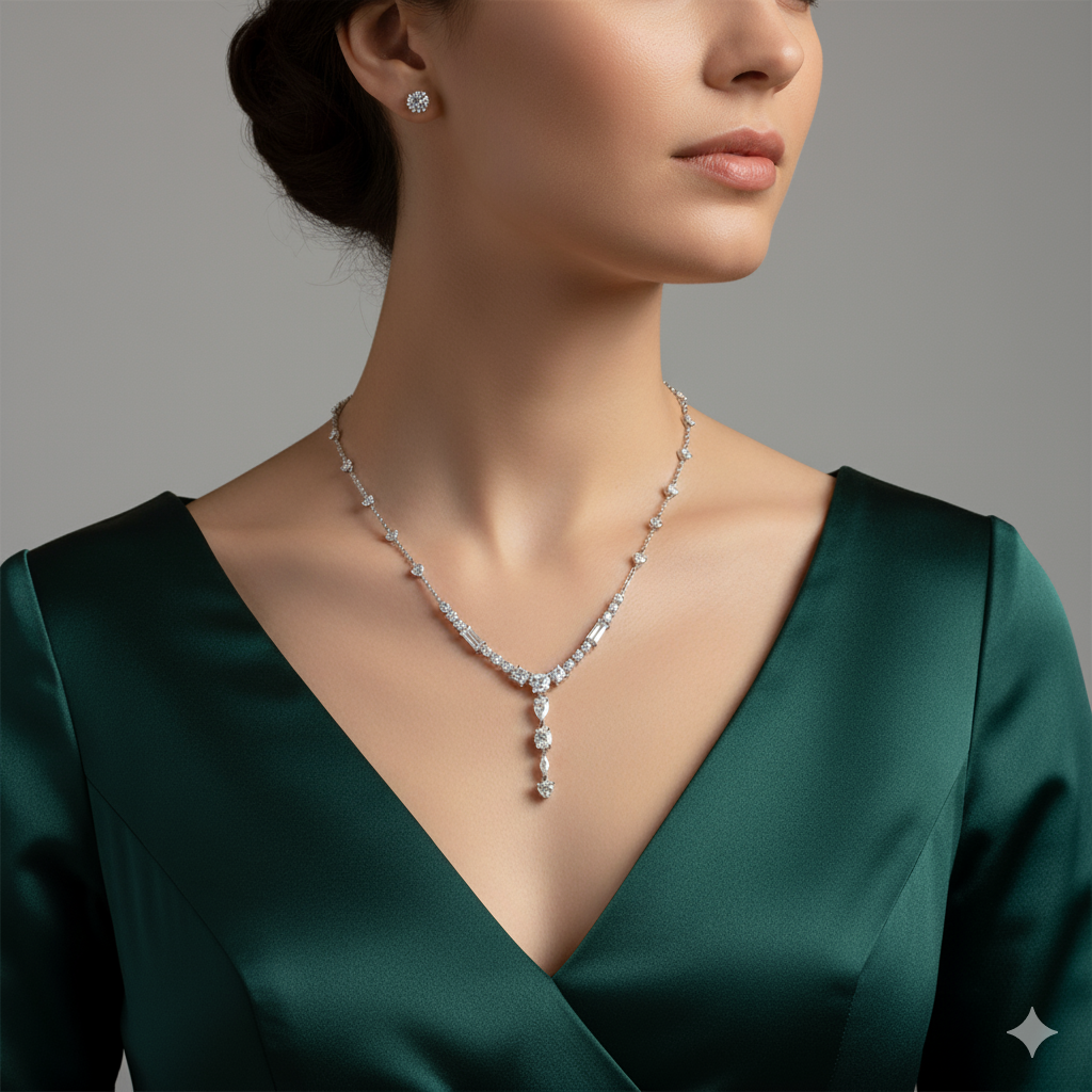 CELESTIAL | 8.87 Ct Fusion Mixed-Shape Diamond Necklace in 14K White Gold