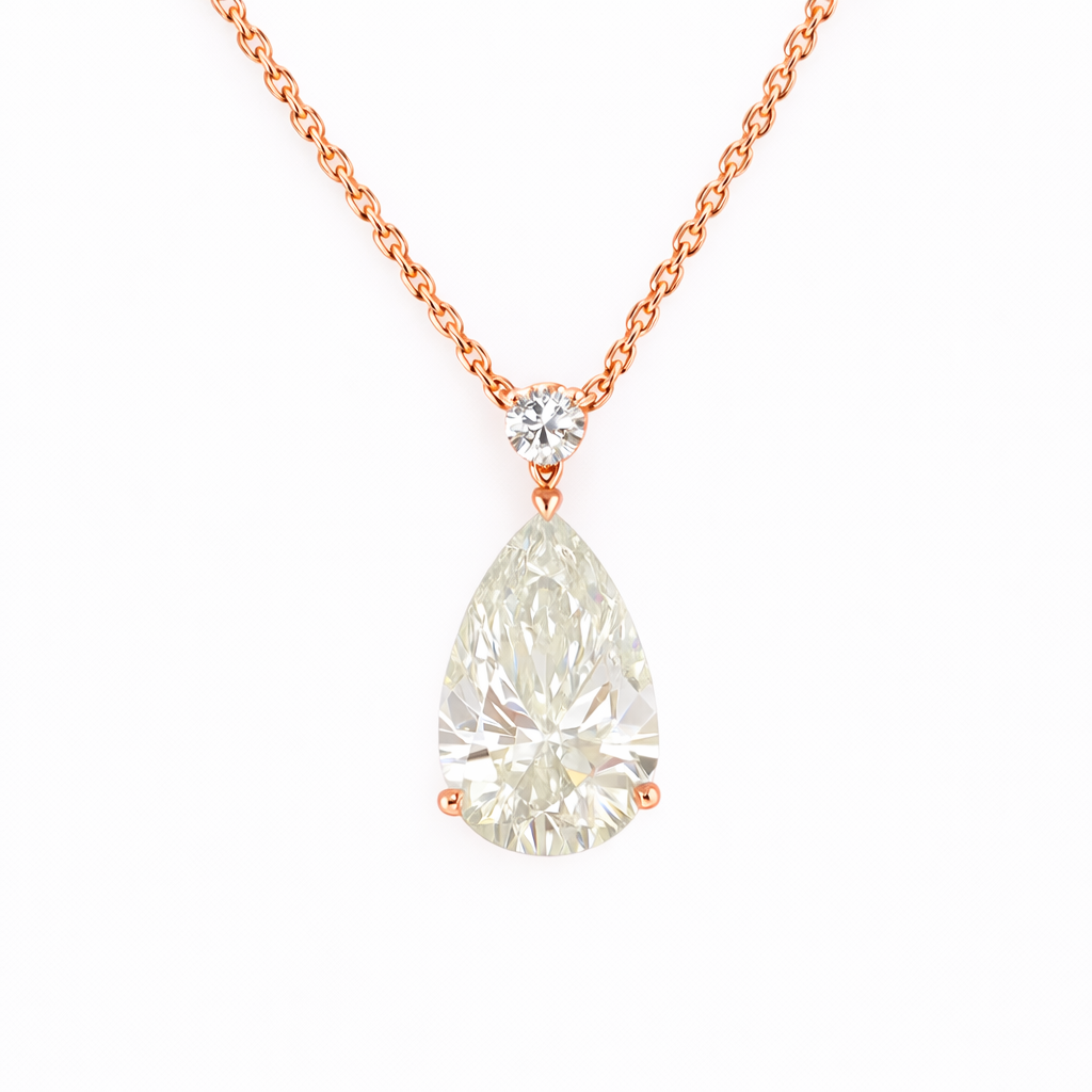 CELESTINE | 3.4 Ct Pear Solitaire Diamond Pendant in 14K Rose Gold