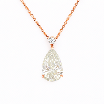 CELESTINE | 3.4 Ct Pear Solitaire Diamond Pendant in 14K Rose Gold