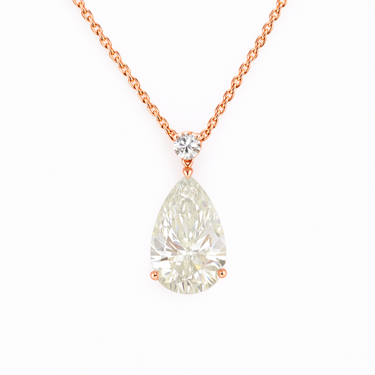 CELESTINE | 3.4 Ct Pear Solitaire Diamond Pendant in 14K Rose Gold