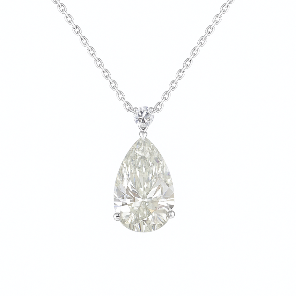 CELESTINE | 3.4 Ct Pear Solitaire Diamond Pendant in 14K White Gold