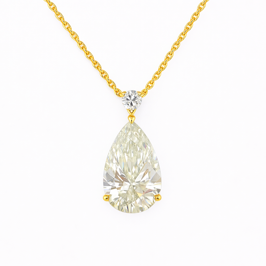 CELESTINE | 3.4 Ct Pear Solitaire Diamond Pendant in 14K Yellow Gold