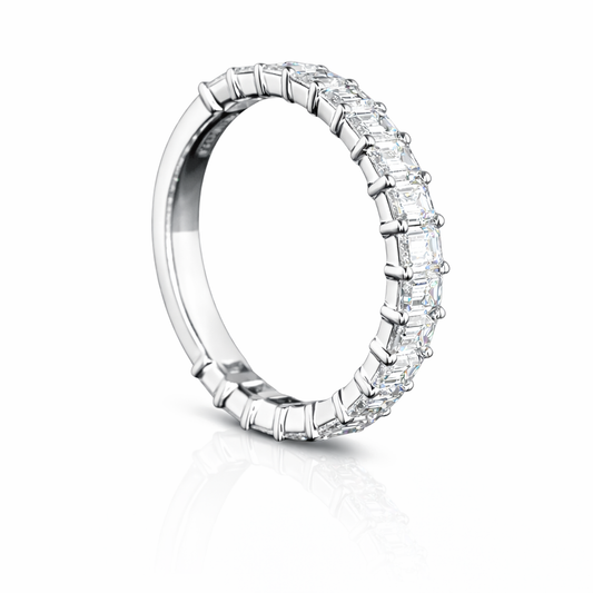 CHARLIZE | 2.09 ct Emerald Cut 3/4 Eternity Band in 14K White Gold Lab Grown Diamond