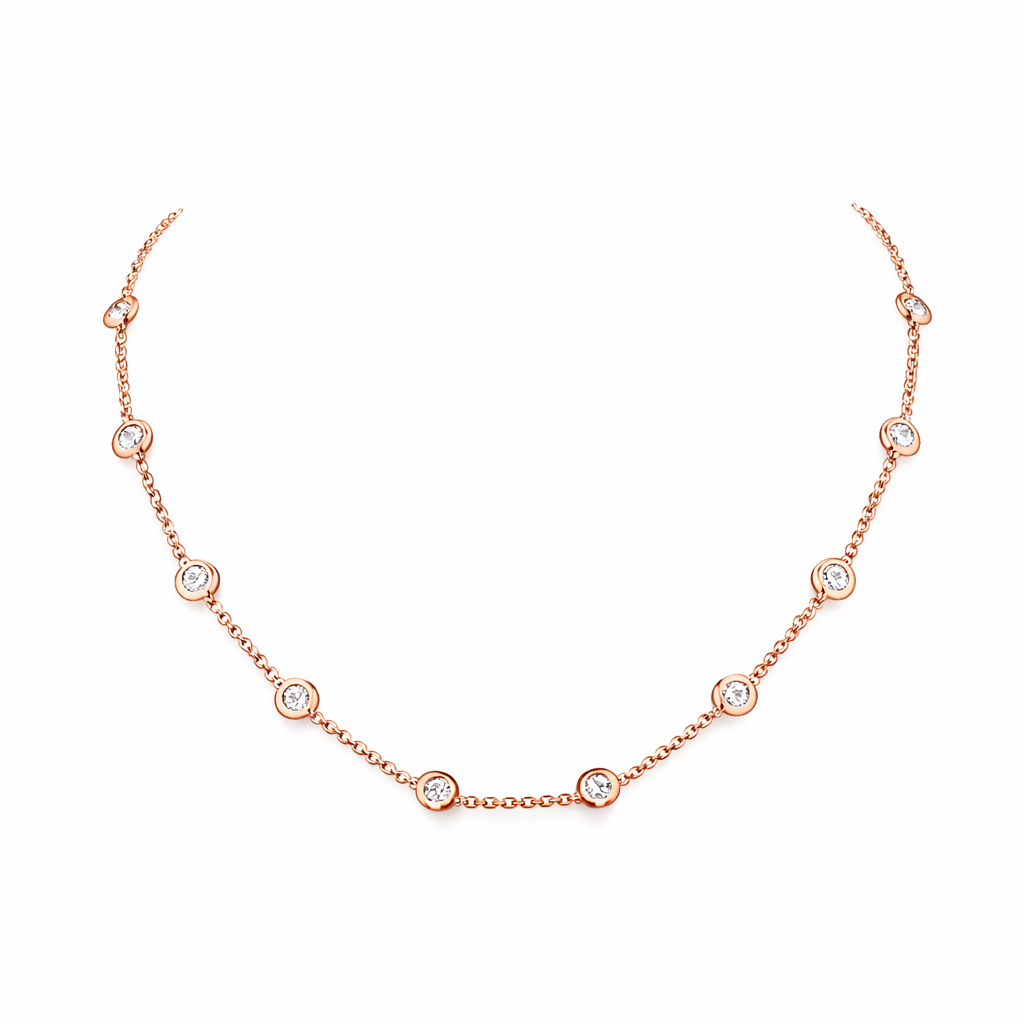 cirra | 2.07 ct round shape station necklace in 14k rose gold