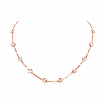 CIRRA | 2.07 Ct Round Shape Station Necklace in 14K Rose Gold