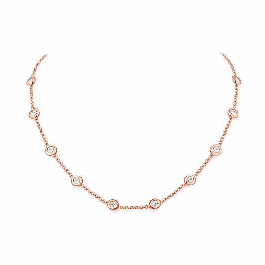 CIRRA | 2.07 Ct Round Shape Station Necklace in 14K Rose Gold