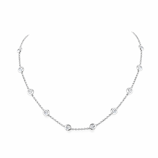 CIRRA | 2.07 Ct Round Shape Station Necklace in 14K White Gold