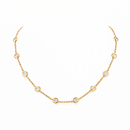 CIRRA | 2.07 Ct Round Shape Station Necklace in 14K Yellow Gold