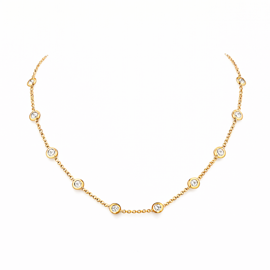CIRRA | 2.07 Ct Round Shape Station Necklace in 14K Yellow Gold