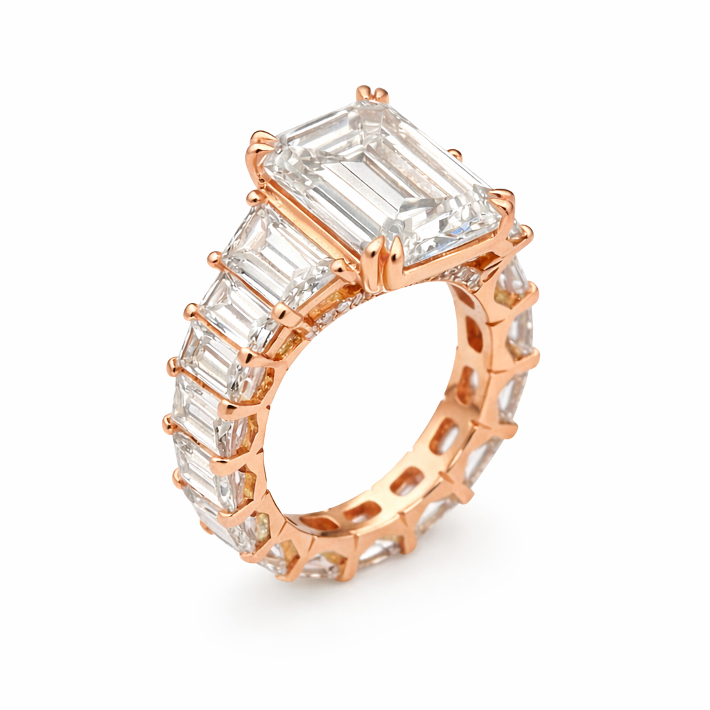 CITADEL | 24.68 Ct Emerald Diamond Ring in 18K Rose Gold