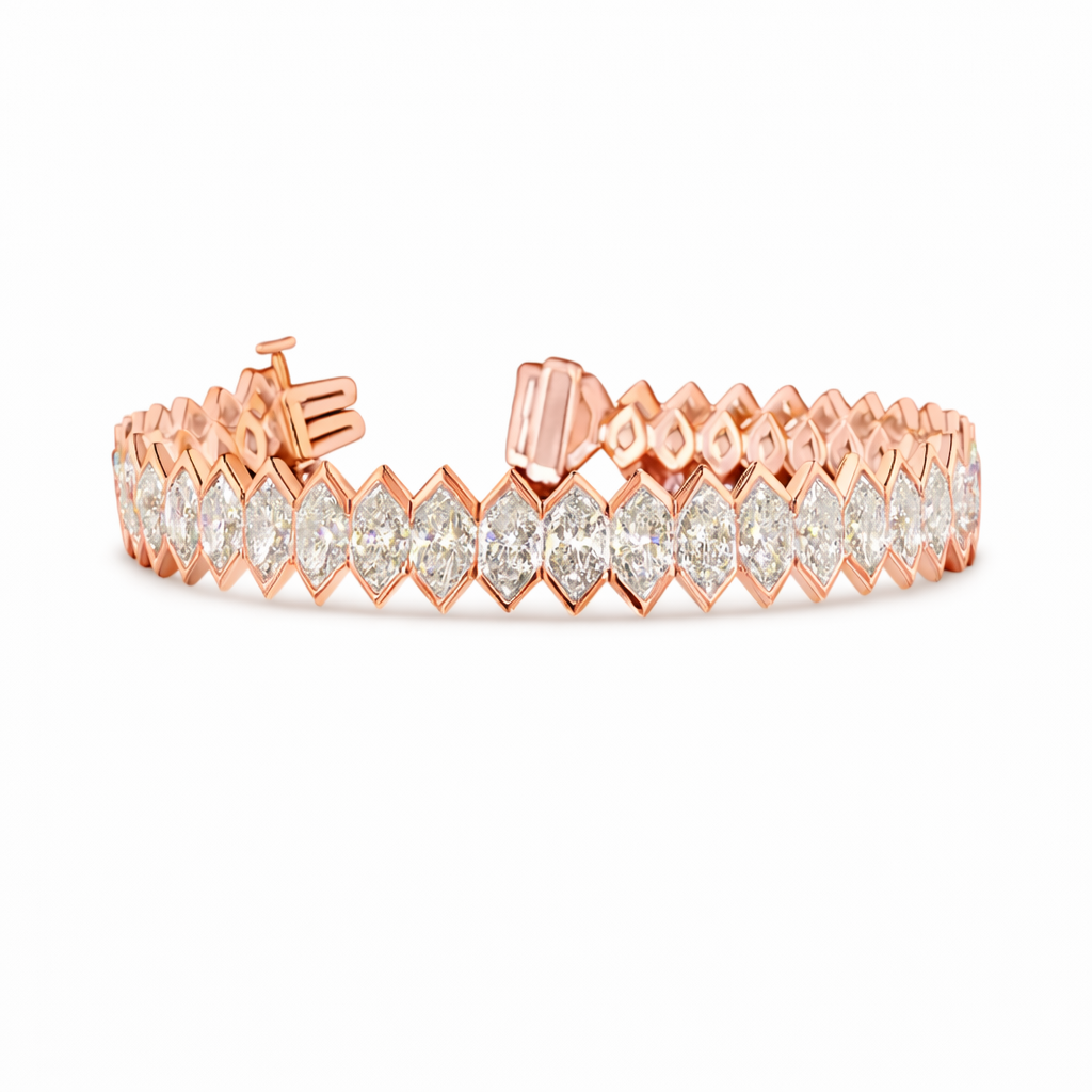 clarisse | 22.26 ct marquise diamond tennis bracelet in 14k rose gold