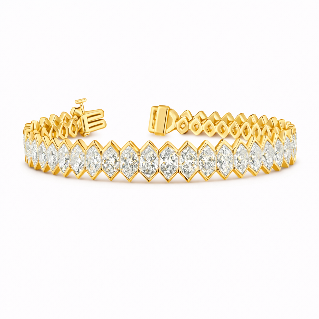 clarisse | 22.26 ct marquise diamond tennis bracelet in 14k yellow gold