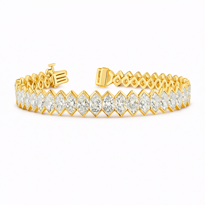 CLARISSE | 22.26 Ct Marquise Diamond Tennis Bracelet in 14K Yellow Gold