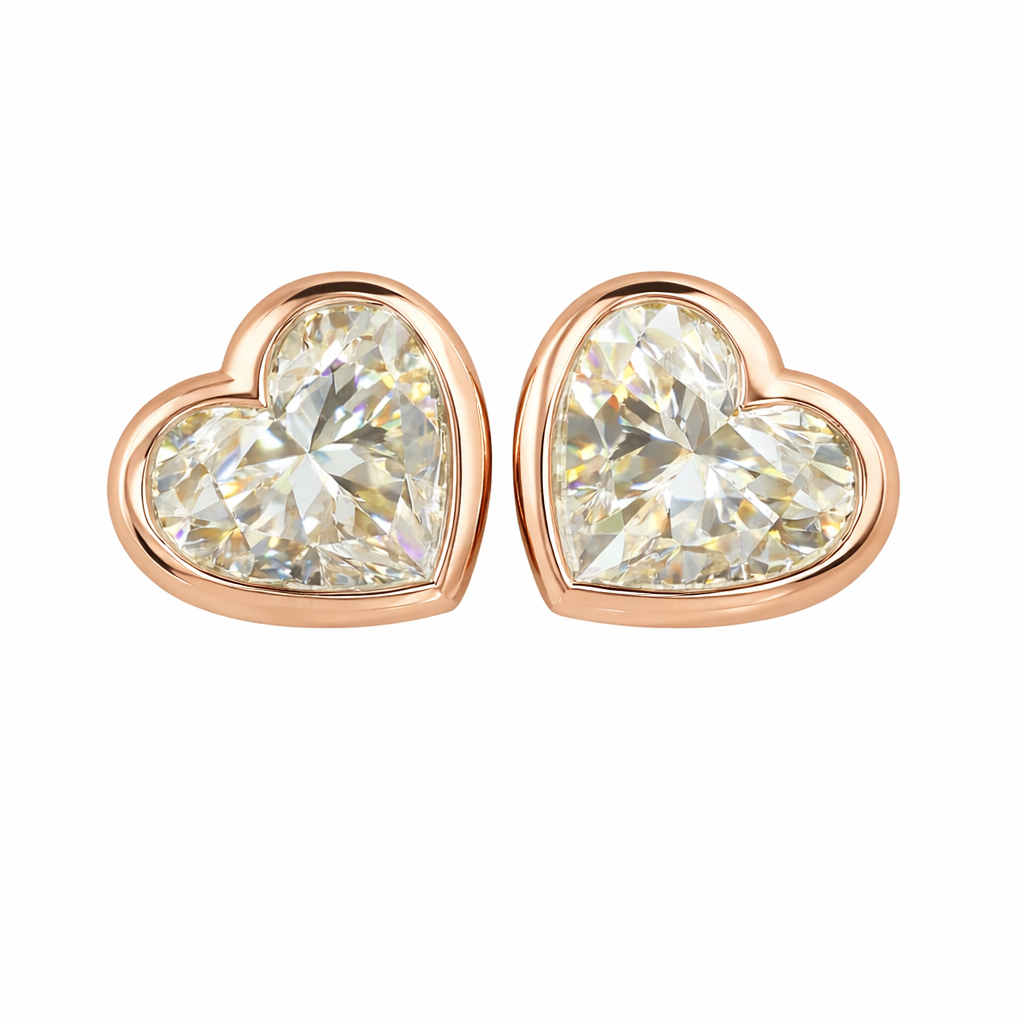 cordelia | 4.13 ct heart diamond stud earrings in 18k rose gold