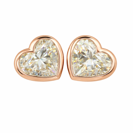 CORDELIA | 4.13 Ct Heart Diamond Stud Earrings in 18K Rose Gold