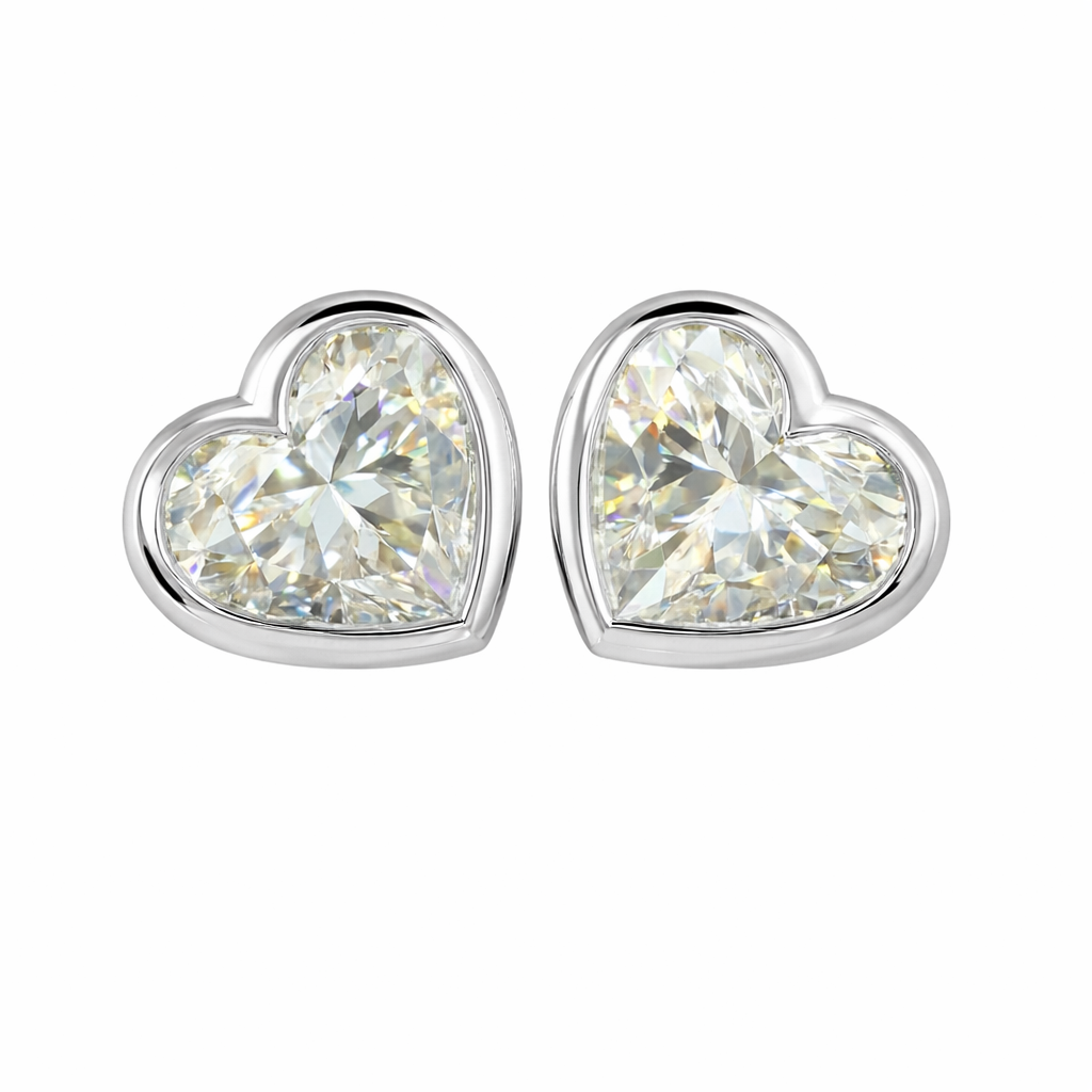cordelia | 4.13 ct heart diamond stud earrings in 18k white gold