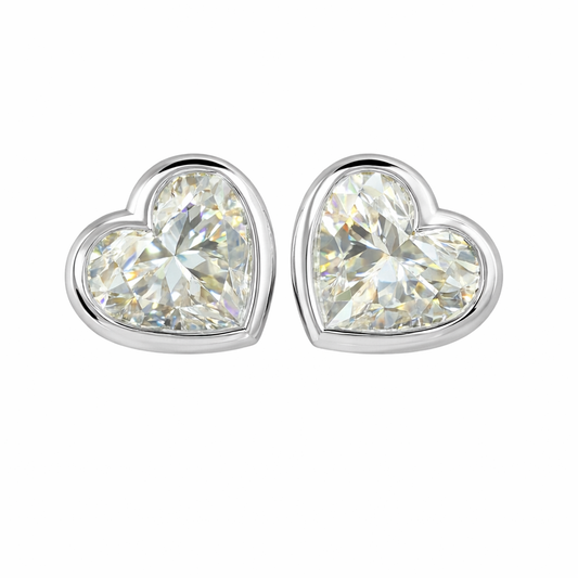 CORDELIA | 4.13 Ct Heart Diamond Stud Earrings in 18K White Gold