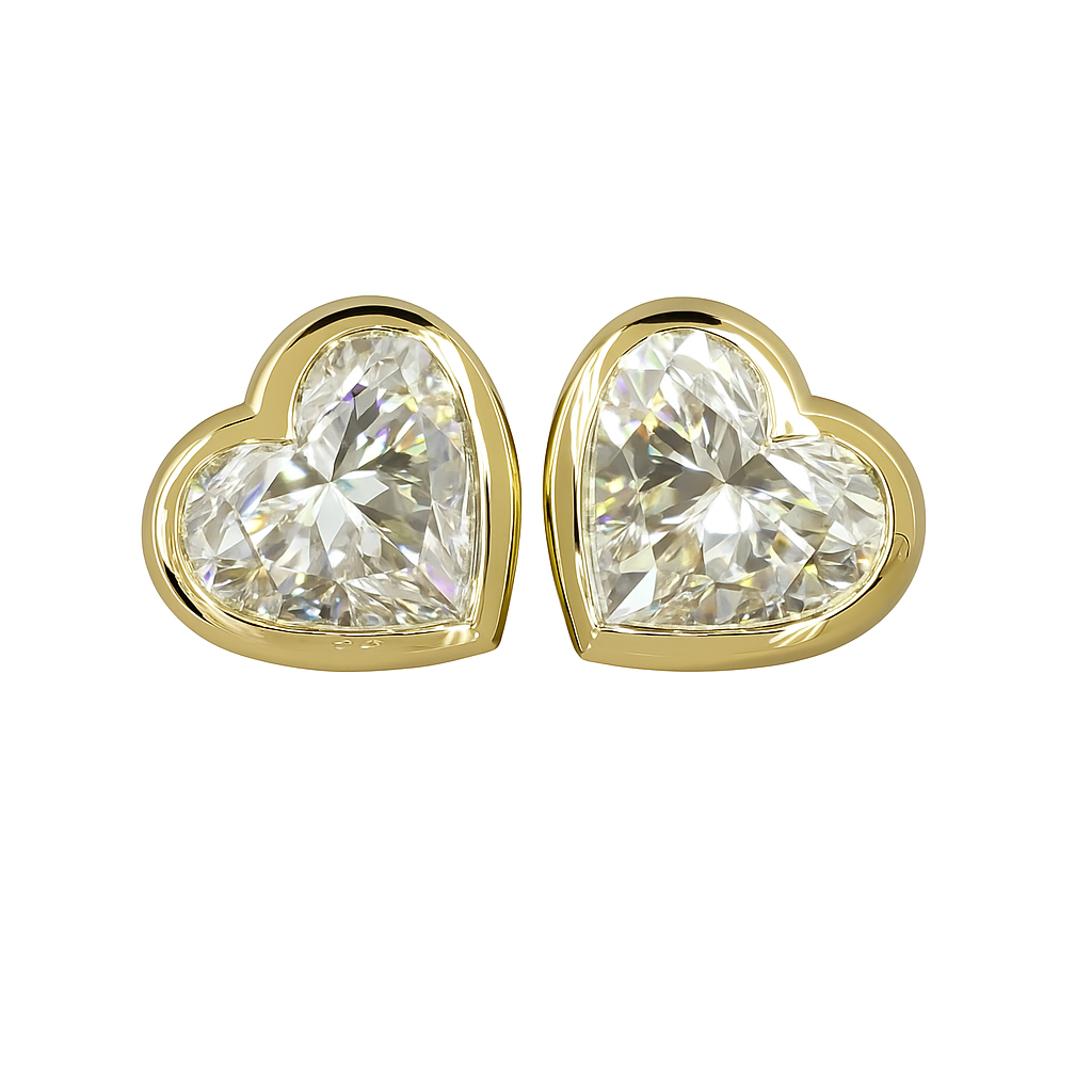 cordelia | 4.13 ct heart diamond stud earrings in 18k yellow gold