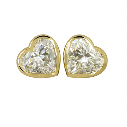 CORDELIA | 4.13 Ct Heart Diamond Stud Earrings in 18K Yellow Gold